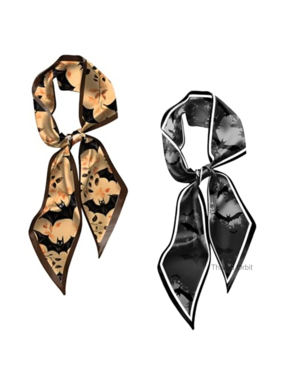 2 Pack Satin Silk Feeling Hair Neck Scarf Set Multi-Purpose Headband